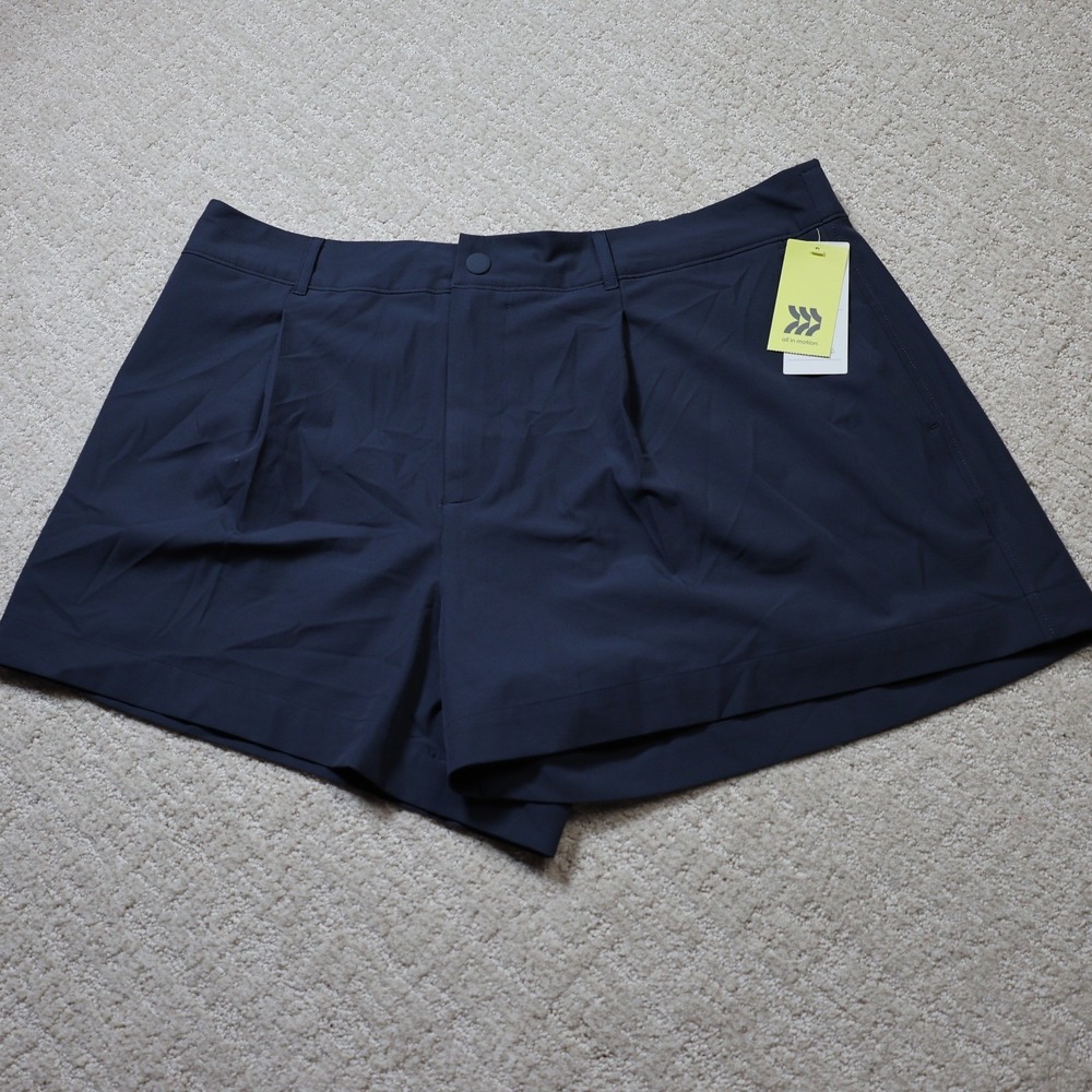 All in Motion Womens Woven High Rise Golf Shorts Navy Blue XL 4 Inch Inseam NWT